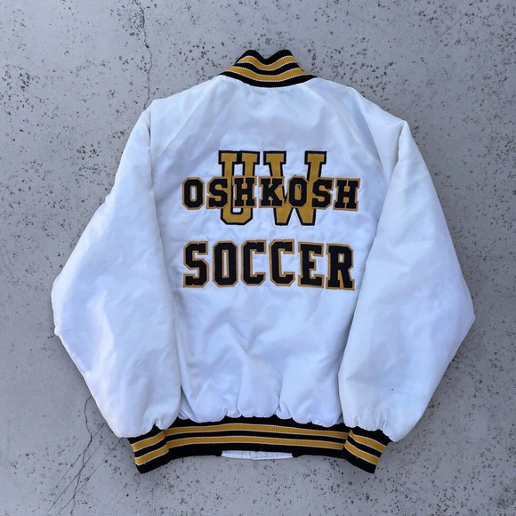 Vintage 80s Osh Kosh University of Wisconsin Titan Soccer Varsity Jacket Large - Picture 1 of 9